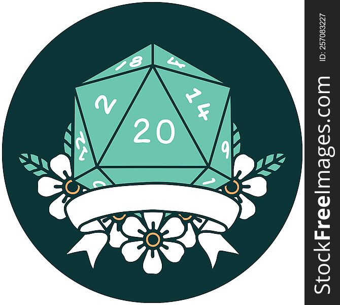 icon of natural 20 critical hit D20 dice roll. icon of natural 20 critical hit D20 dice roll