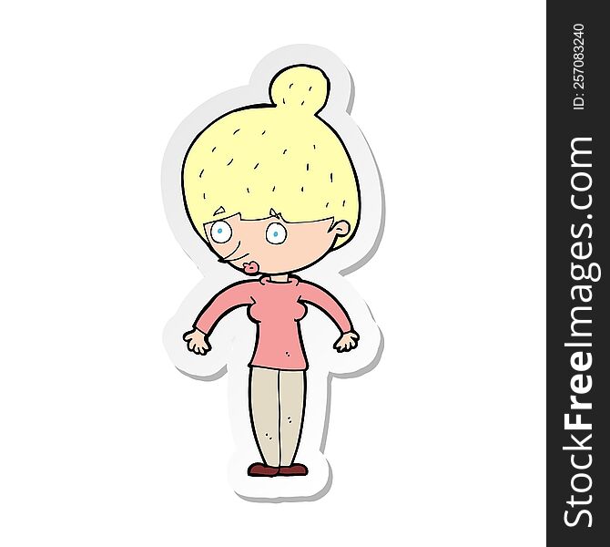 Sticker Of A Cartoon Woman Staring