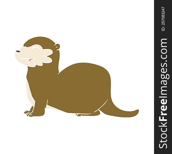 Laughing Otter Flat Color Style Cartoon