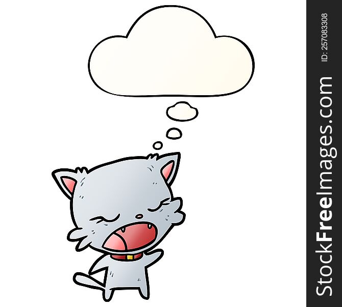 Cartoon Cat Talking And Thought Bubble In Smooth Gradient Style