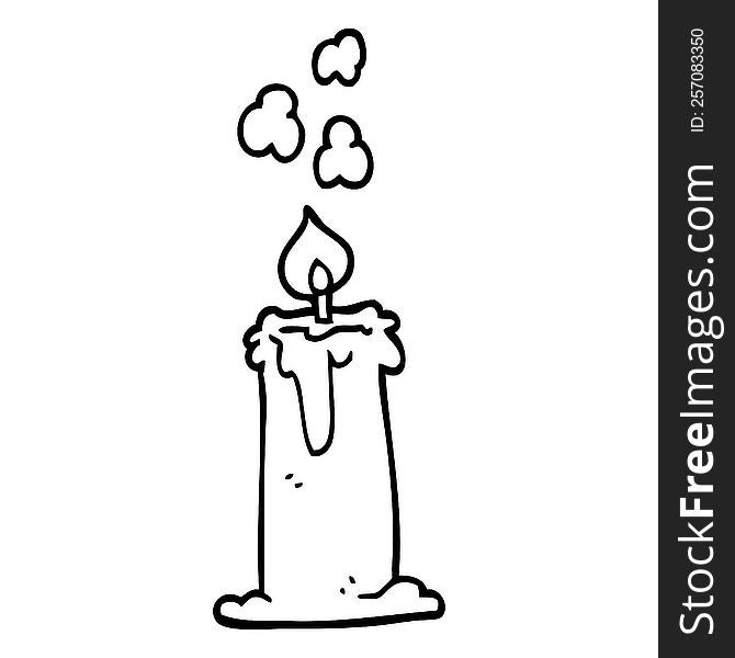 line drawing cartoon candle burning