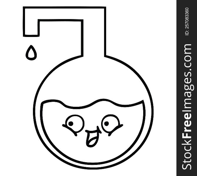 line drawing cartoon of a science experiment