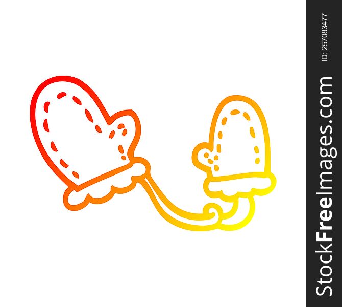 warm gradient line drawing of a cartoon mittens