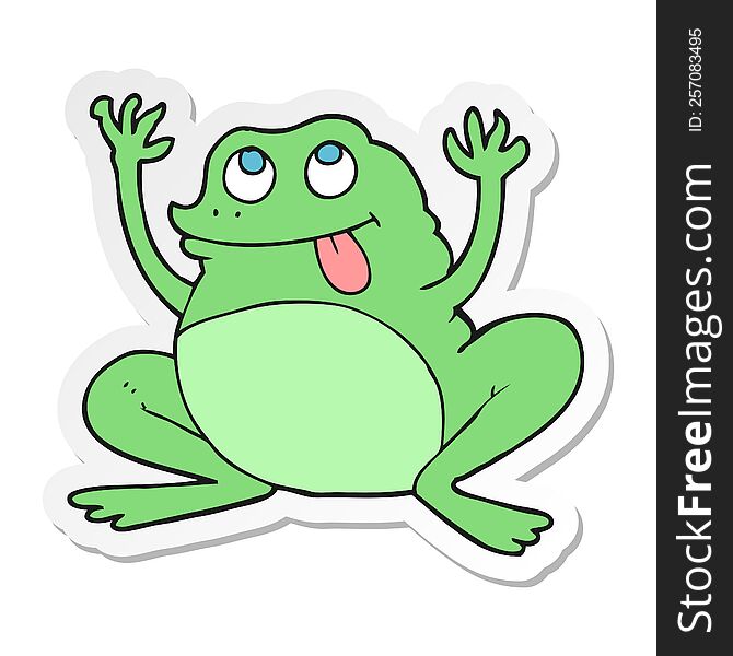 Sticker Of A Funny Cartoon Frog