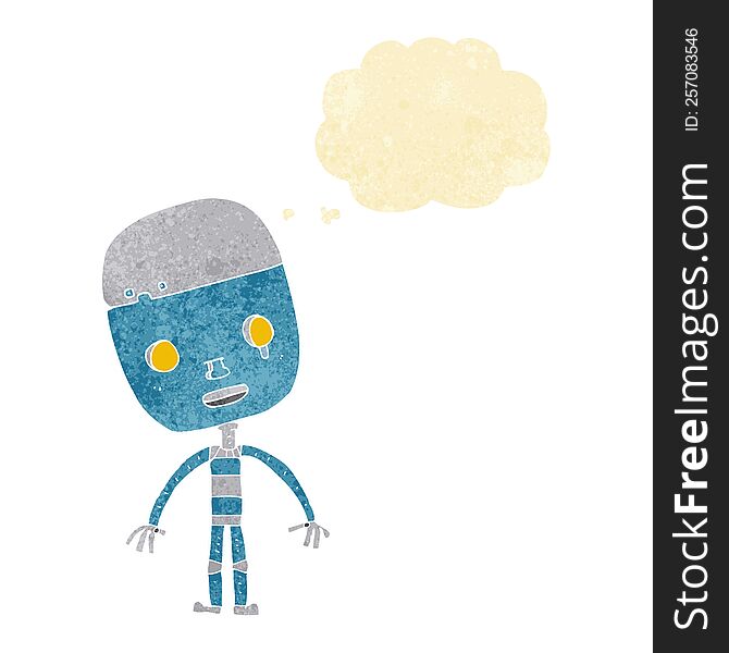 Cartoon Sad Robot With Thought Bubble