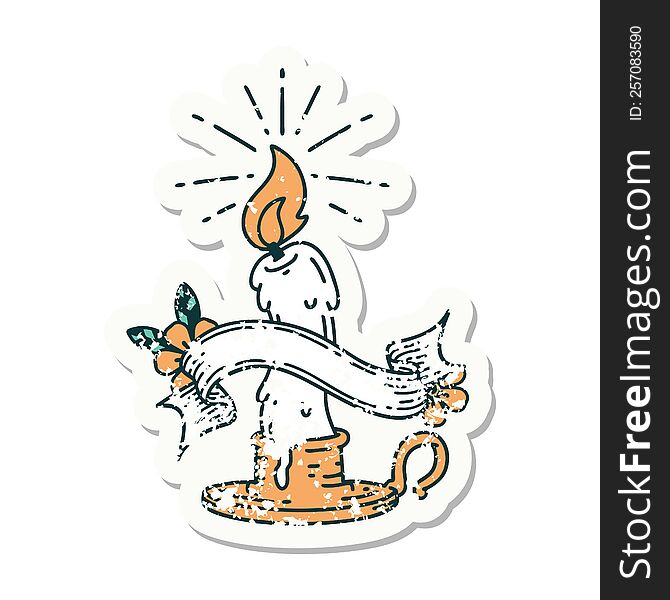 Grunge Sticker Of Tattoo Style Spooky Melting Candle