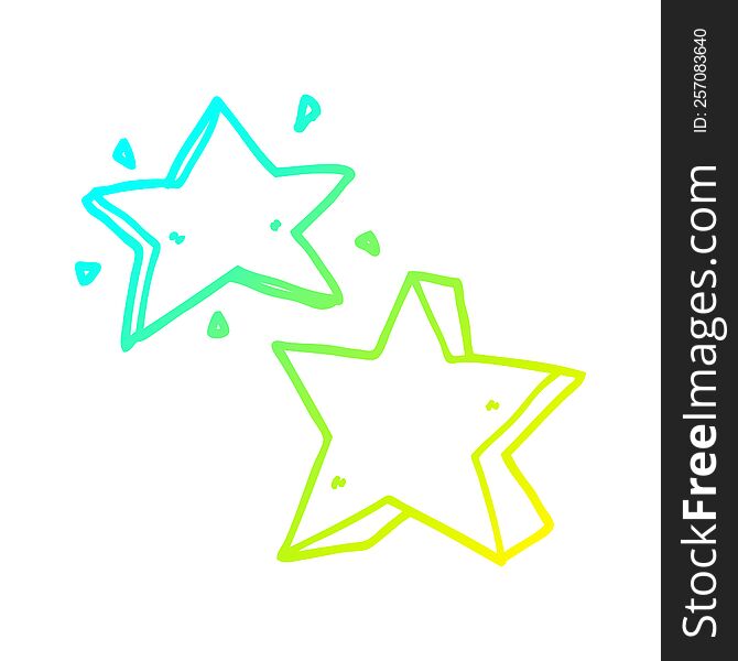 Cold Gradient Line Drawing Cartoon Star