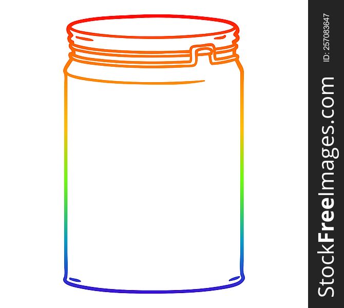 rainbow gradient line drawing of a cartoon empty glass jar