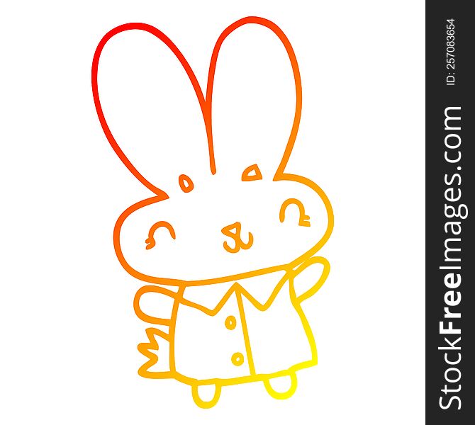warm gradient line drawing of a cute cartoon tiny rabbit