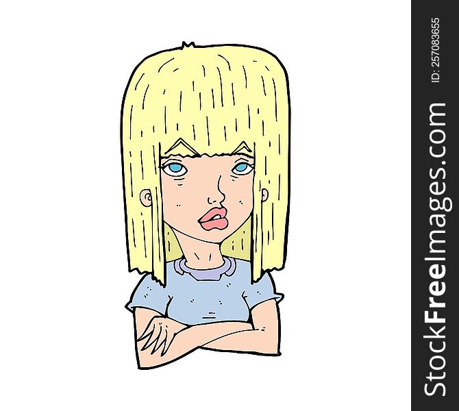 Cartoon Girl With Folded Arms