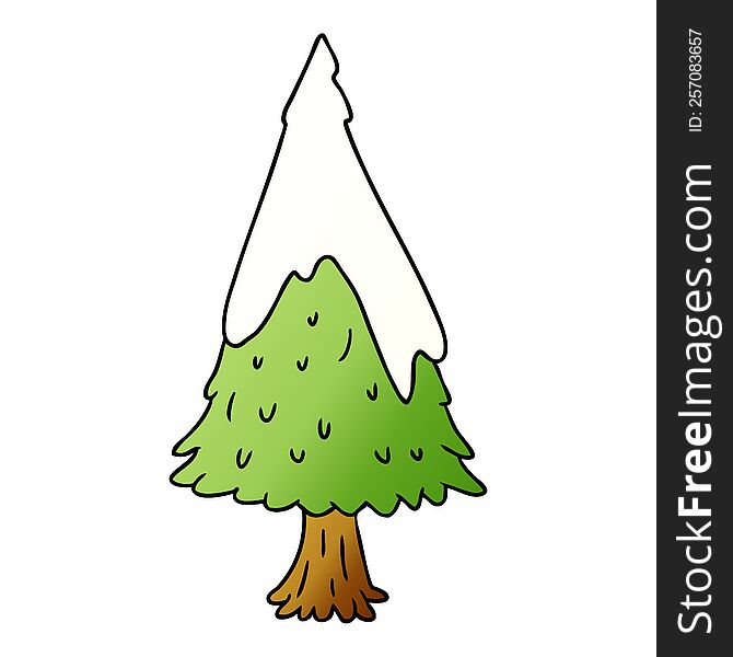 Gradient Cartoon Doodle Single Snow Covered Tree