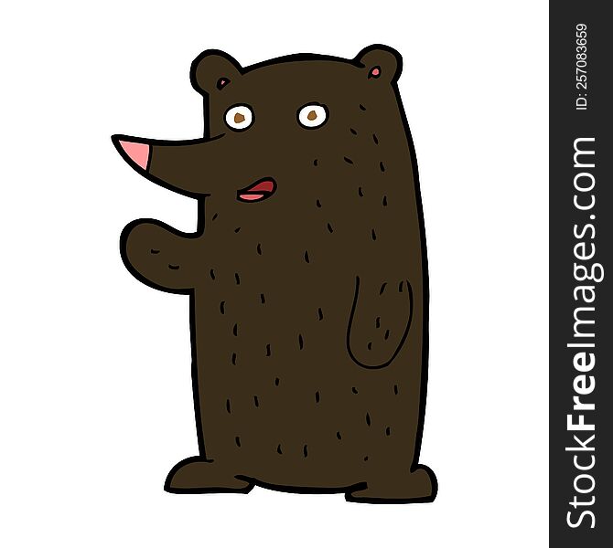 Cartoon Waving Black Bear