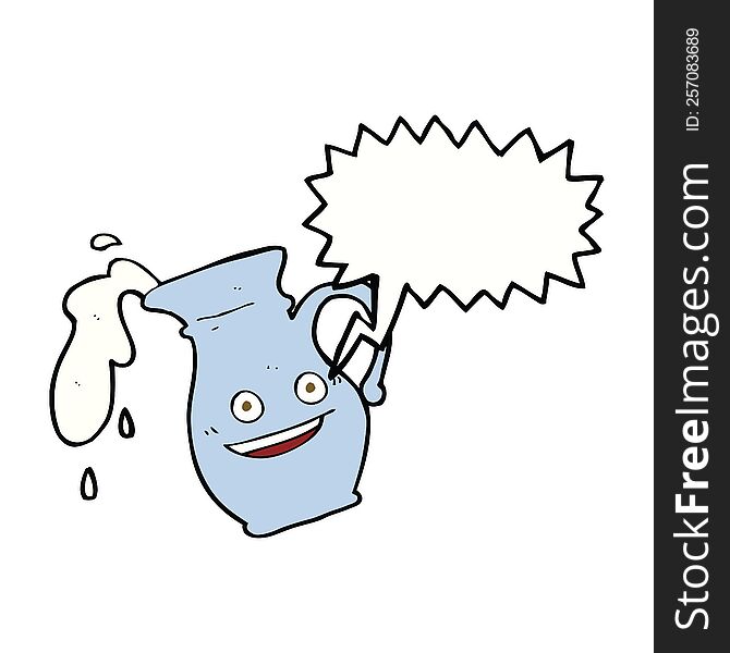cartoon milk jug with speech bubble