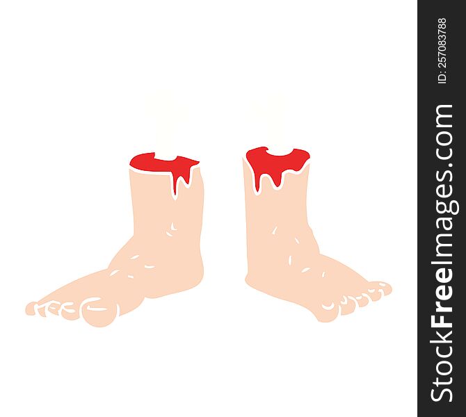 flat color illustration of gross severed feet. flat color illustration of gross severed feet