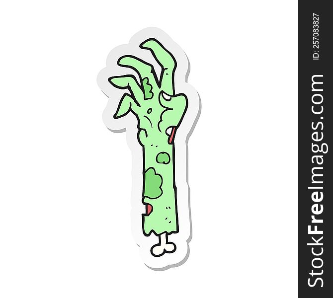 Sticker Of A Cartoon Zombie Arm