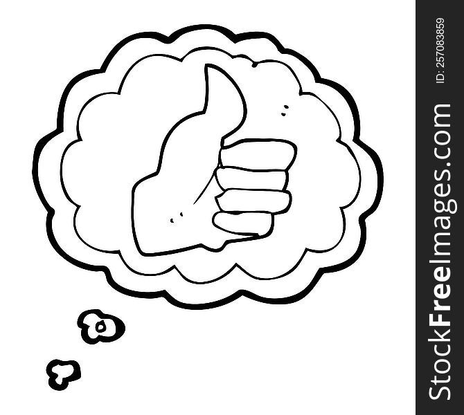 freehand drawn thought bubble cartoon thumbs up symbol