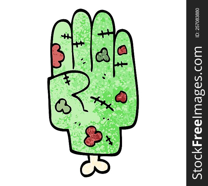 Grunge Textured Illustration Cartoon Zombie Hand