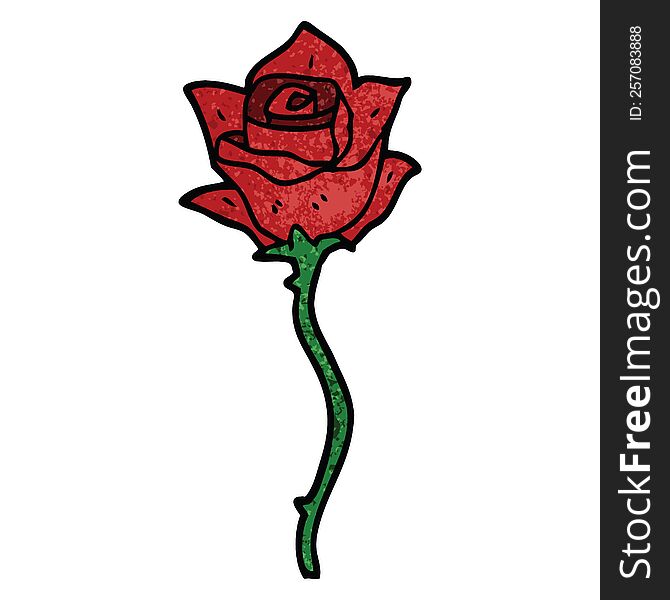 cartoon doodle red rose