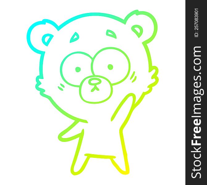 cold gradient line drawing of a surprised polar bear cartoon