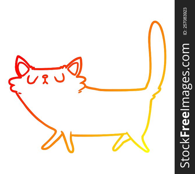 warm gradient line drawing of a cartoon black cat