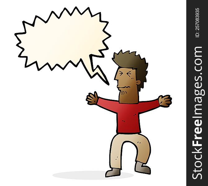 Cartoon Stressed Out Man With Speech Bubble