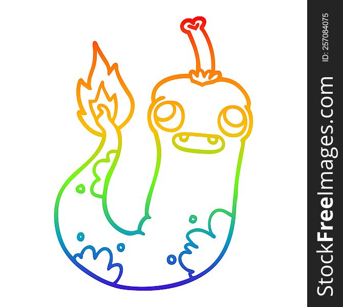 rainbow gradient line drawing of a cartoon hot chilly