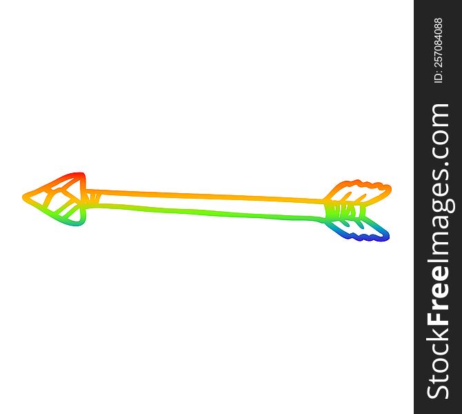 rainbow gradient line drawing of a cartoon arrow