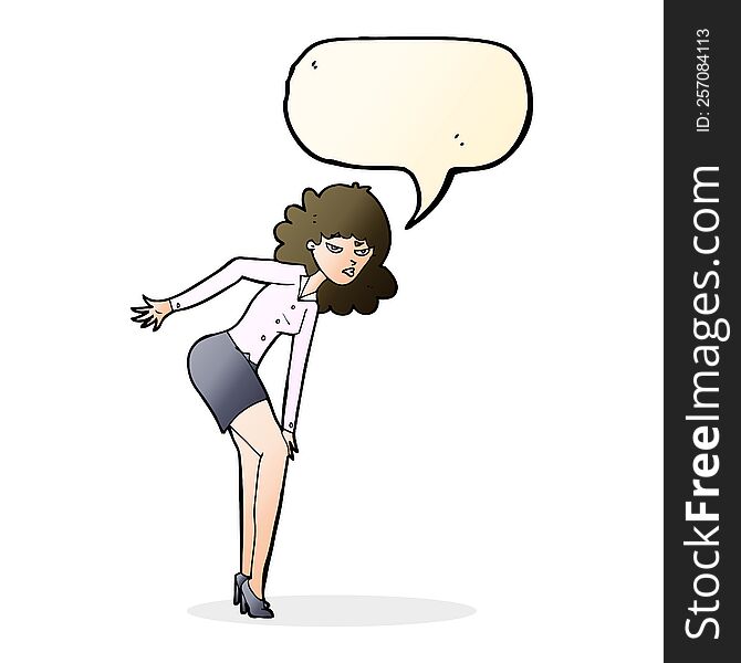 cartoon annoyed woman rubbing knee with speech bubble