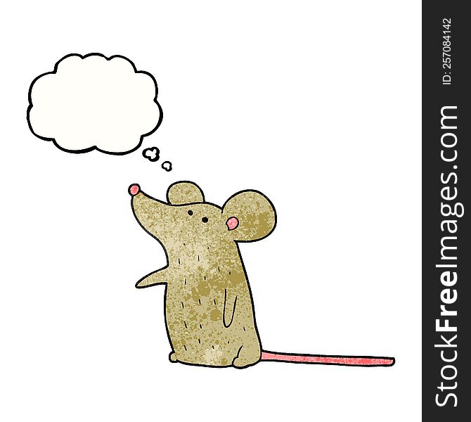 freehand drawn thought bubble textured cartoon mouse