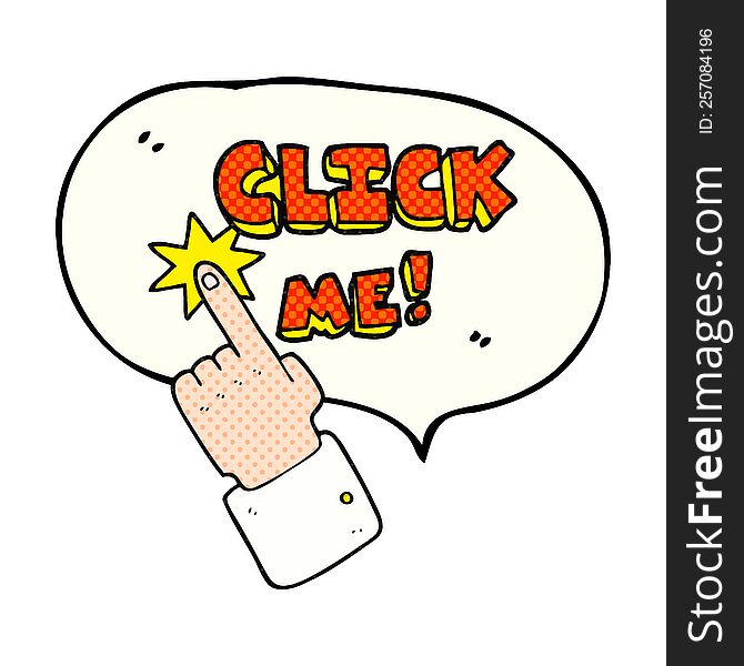 click me comic book speech bubble cartoon sign