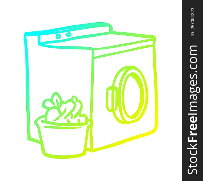 cold gradient line drawing washing machine and laundry