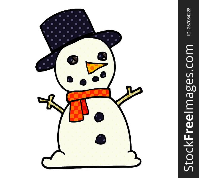 Cartoon Doodle Traditional Snowman