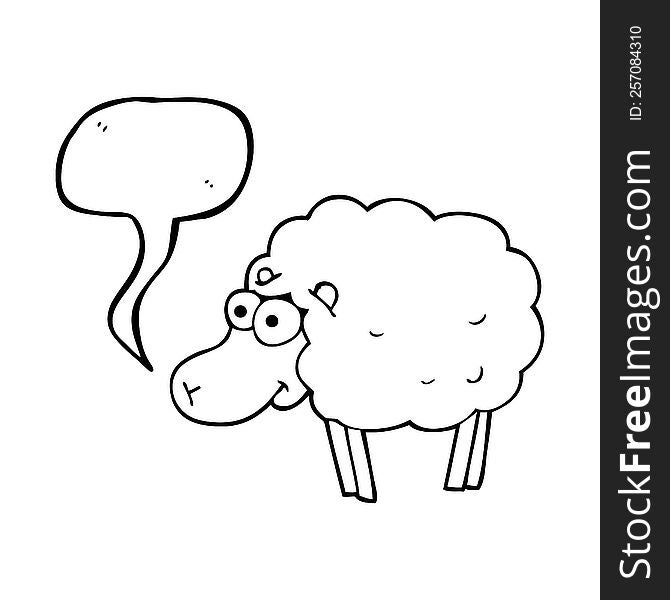 funny freehand drawn speech bubble cartoon sheep. funny freehand drawn speech bubble cartoon sheep