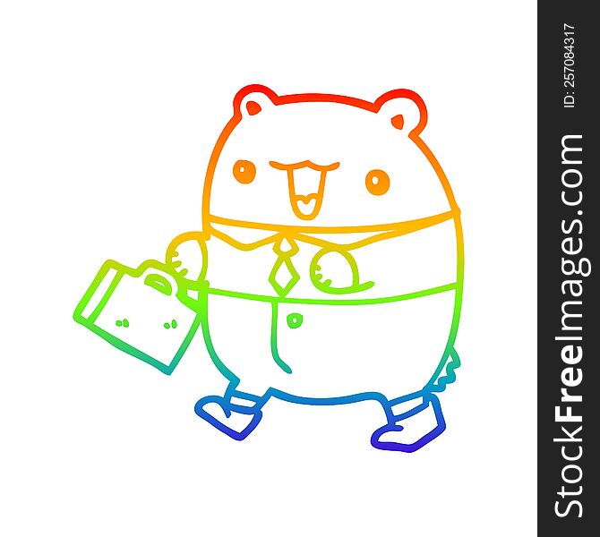 Rainbow Gradient Line Drawing Cute Cartoon Business Bear