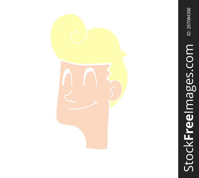 Flat Color Illustration Of A Cartoon Smiling Man