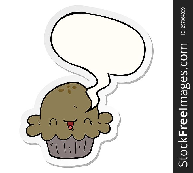 Cute Cartoon Pie And Speech Bubble Sticker
