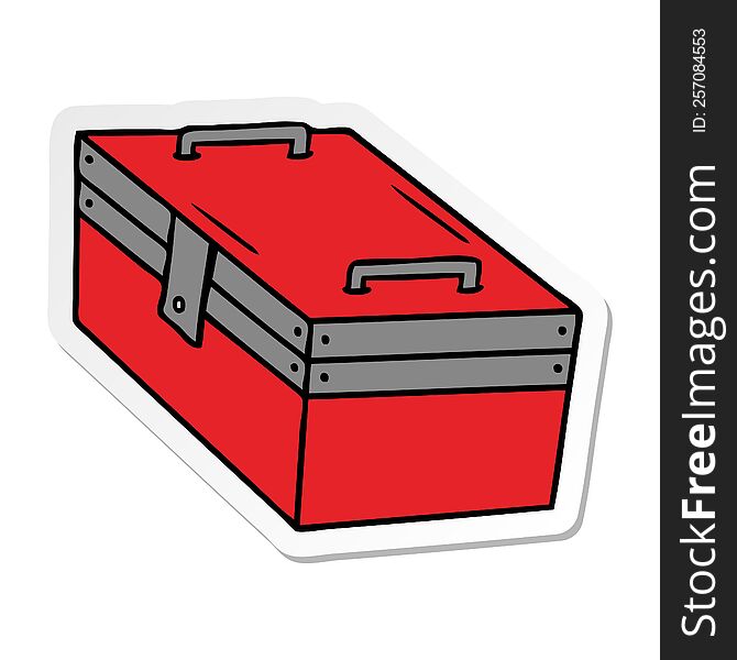 hand drawn sticker cartoon doodle of a metal tool box