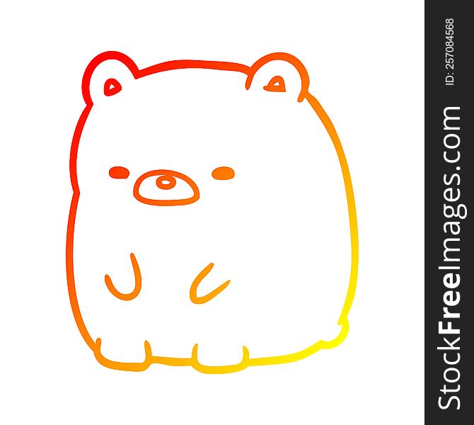 Warm Gradient Line Drawing Cute Sad Bear