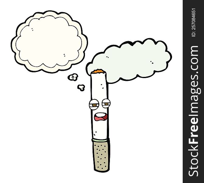 Cartoon Happy Cigarette With Thought Bubble
