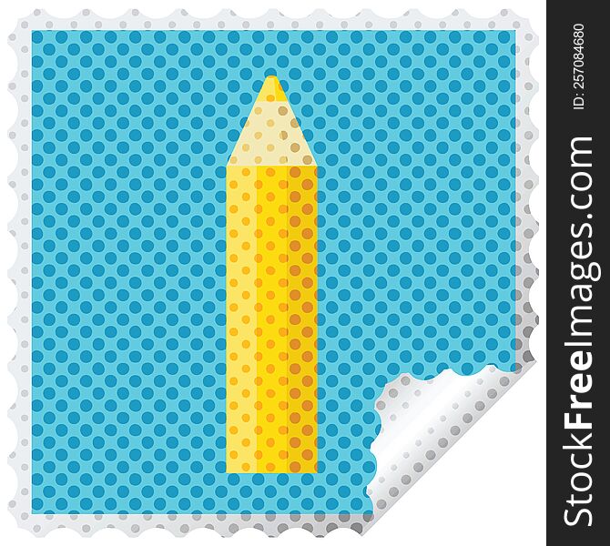 orange coloring pencil graphic vector illustration square sticker stamp