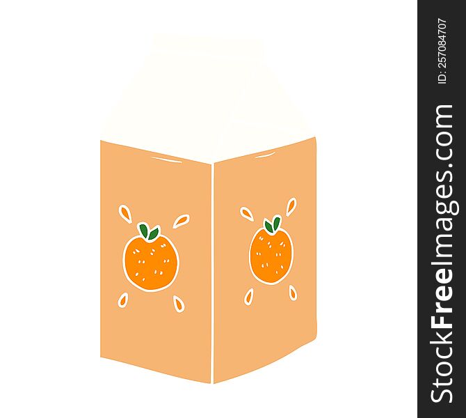 flat color style cartoon orange juice carton