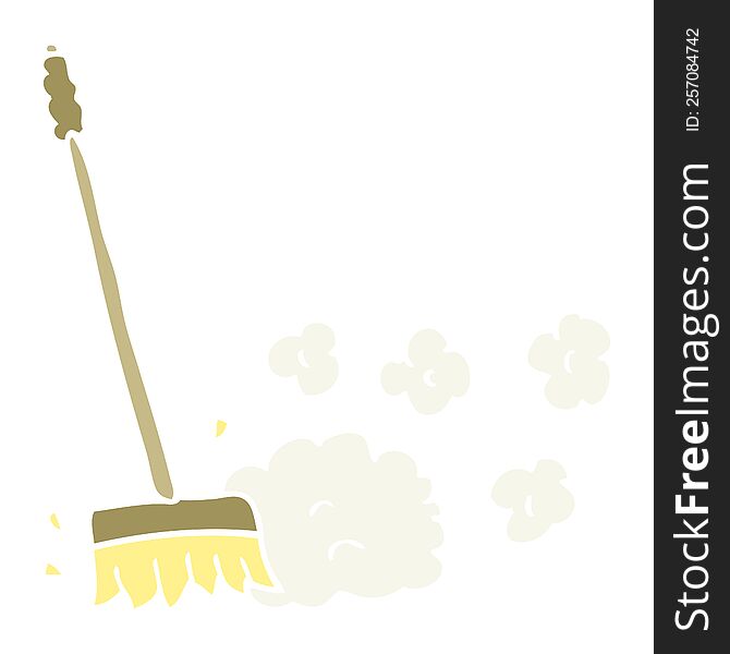 Flat Color Illustration Of A Cartoon Sweeping Brush