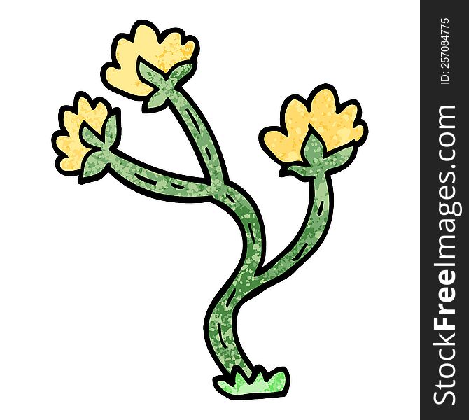 Grunge Textured Illustration Cartoon Wildflower