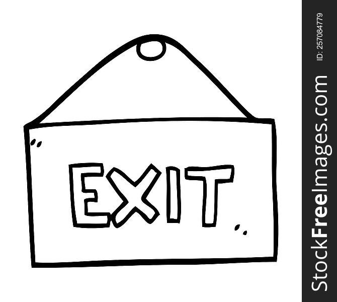 line drawing cartoon exit sign