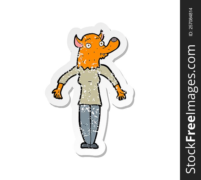 Retro Distressed Sticker Of A Cartoon Fox Woman