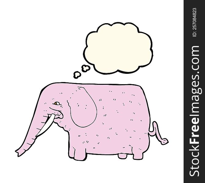 Cartoon Funny Elephant With Thought Bubble