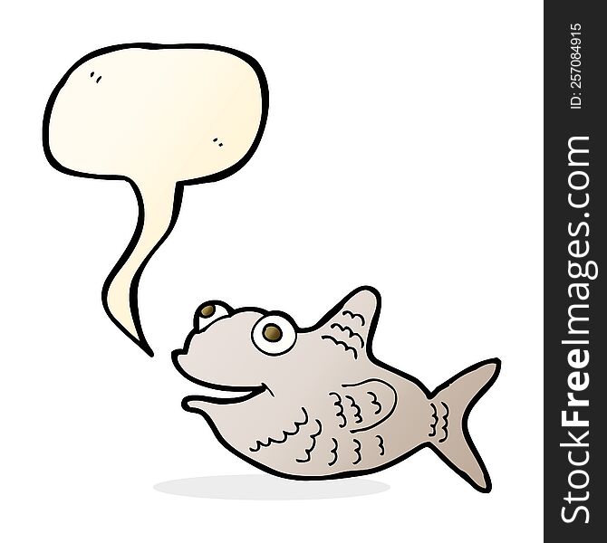Cartoon Happy Fish With Speech Bubble