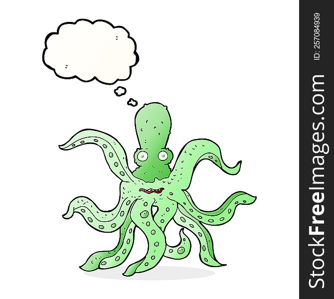 Cartoon Giant Octopus With Thought Bubble