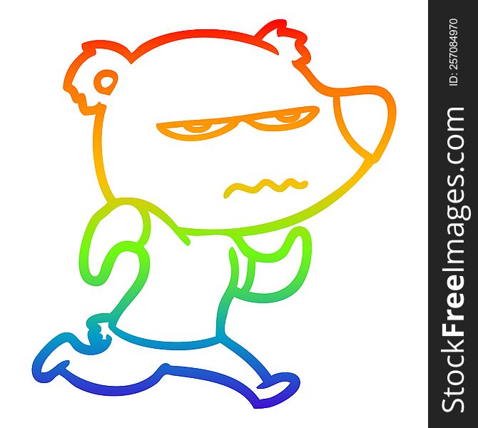 rainbow gradient line drawing of a angry bear polar cartoon