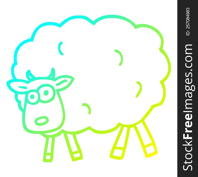 Cold Gradient Line Drawing Cartoon Sheep